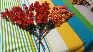 Artificial Orange And Red +2red Blossoms Flowers