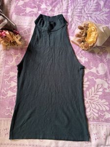 Turtle Neck Dark Green Tank Top