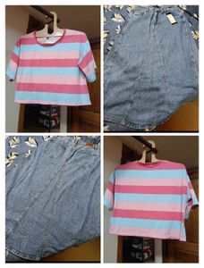 CROPTOP & DENIMSKIRT