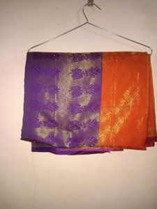 Brocade Orange Beads &amp; Stone Saree