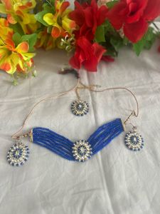 Blue Beaded Jewelry Set