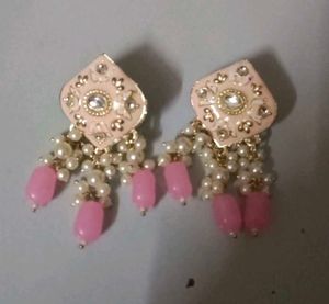 Pink Enamel Jhumkas 💗
