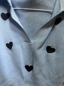 Cute Heart Embroidery Crop Top