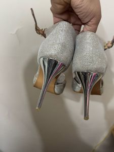 Elegant Silver Glitter Heels