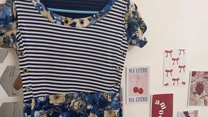 Blue Midi Length Floral Frock