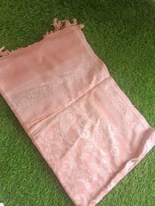 Peach Floral Print Scarf with Tassels
