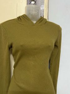 Forever21 Branded Olive Hoody Dress