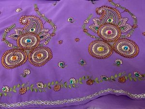 Designer Purple Saree with blouse piece