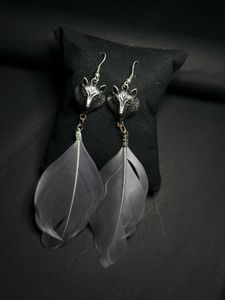 Wolf Feather Dangle Earrings
