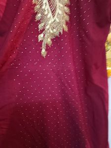 Maroon Colour Kurta Plazo Dupatta Set
