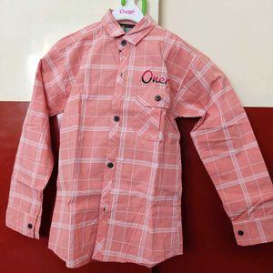 Light Orange Checks Boys Shirt