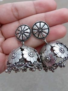 Silver Jhumka Earrings