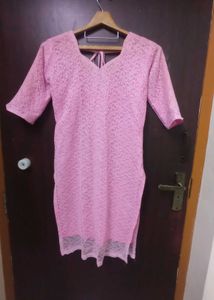 Elegant Pink Net Kurti