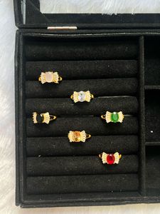 Gemstone Rings - Gold Tone Pack Of 6