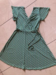 Dots Print Green Midi Dress