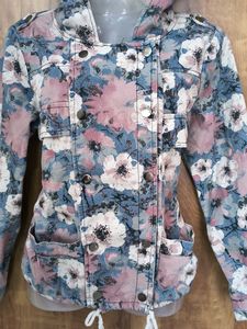 stylish denim floral hoodie