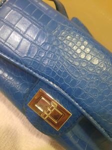 Blue Croc Embossed Clutch