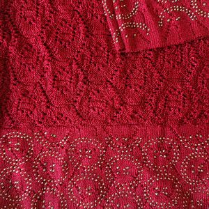 Elegant Red(Maroon) Embroidered Cardigan