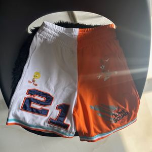 White And Orange Basketball Shorts