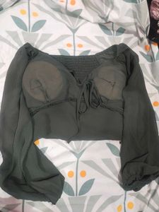 Olive Green Long Sleeve Top