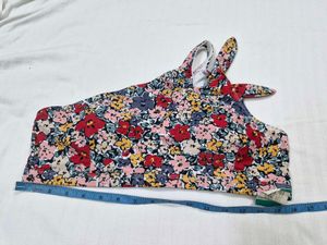 Floral One-Shoulder Tie Tank Bralette