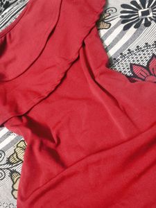 Maroon One Shoulder Ruffle Bodycon Dress