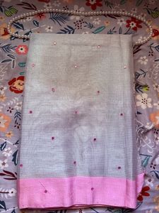 Tissue saree with real mirror work