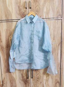 Grey Tissue Designer Shirt Size-48
