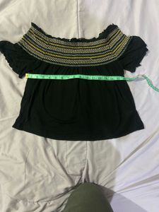 Western Black Viscose Regular Fit Top