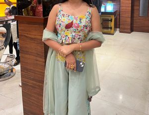 Lapink Embroidered Hand Work Plazzo Crop Top