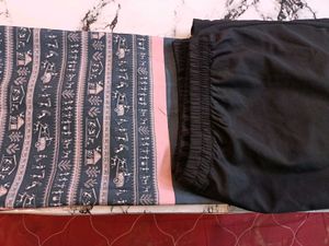 Elegant black printed Kurta Set with off shoulder