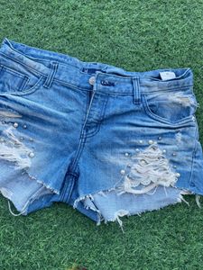 Distressed Denim Shorts