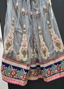 Gray Pink And Blue Combination Lahenga
