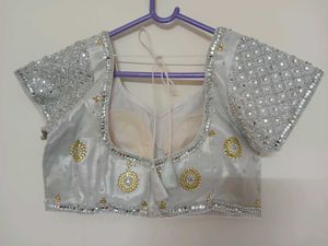 New Silver Mirror Worked Blouse Unused