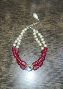 Red & Pearl Beaded Bracelet