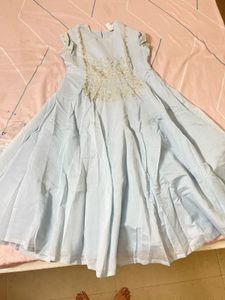 Beautiful Sky Blue Anarkali Style 3 Piece Suit
