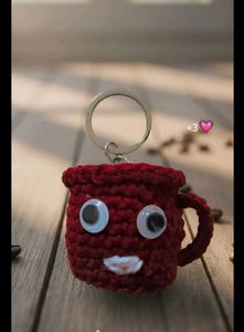 Cute Crocheted Mug Keychain