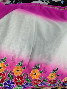 Elegant Floral Embroidered Saree