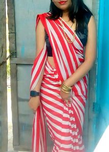 Beautiful Red White Saree ❤️🤍