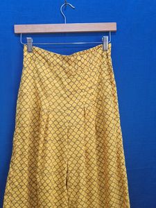 Yellow Patterned Cropped Wide Leg Pants