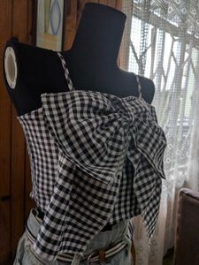 Gingham Bow Crop Top
