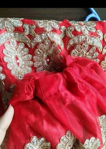 Elegant Red &amp; Gold Lehenga Set (Blouse+Duppata)