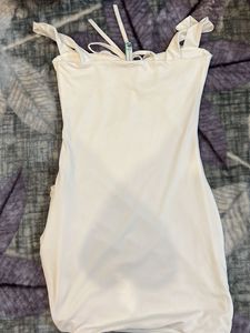 White Lace Trim Bodycon Dress