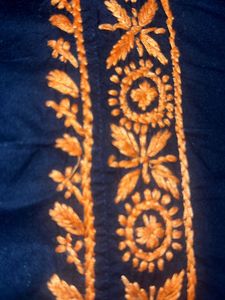 ADA BLACK &amp; ORANGE Embroidered Chikankari KURTA