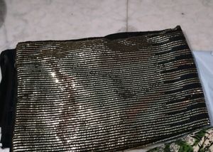 Black And Golden Sequence Work Saree