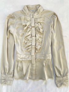 Victorian Elegant Ruffle Front Blouse