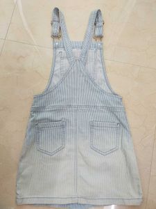 Striped Denim Overalls Dress