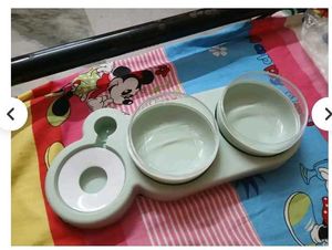 Pet Double Bowls 2 Food Bowl 1 Water Feeder