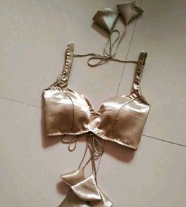 Gold Satin string Blouse