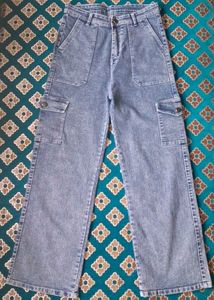 Blue Cargo High Waisted Jeans